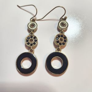 Lia Sophia  DAPPLE  Black Crystals Gold Tone Earrings